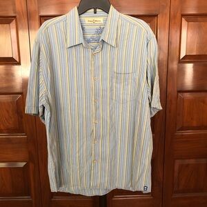 Tommy Bahama Silk Men's Short sleeve Striped Button Down Shirt